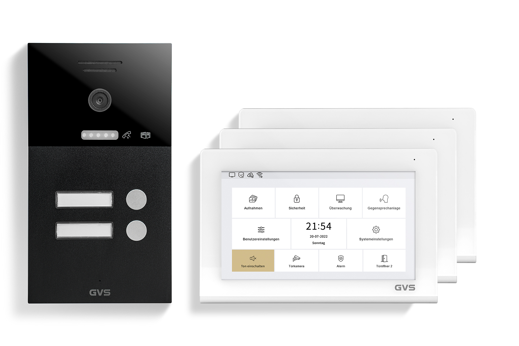 IP Video-Türsprechanlage 2-FH/3x 7" Touchscreen Komplett-Set AVS1352U