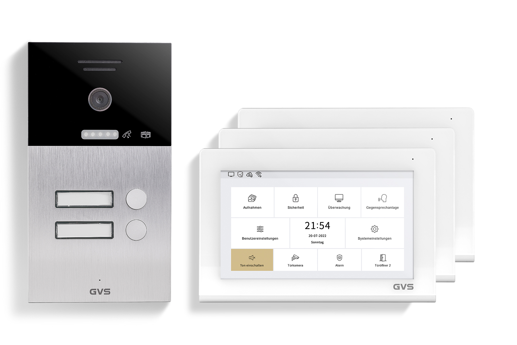 IP Video-Türsprechanlage 2-FH/3x 7" Touchscreen Komplett-Set AVS1364U