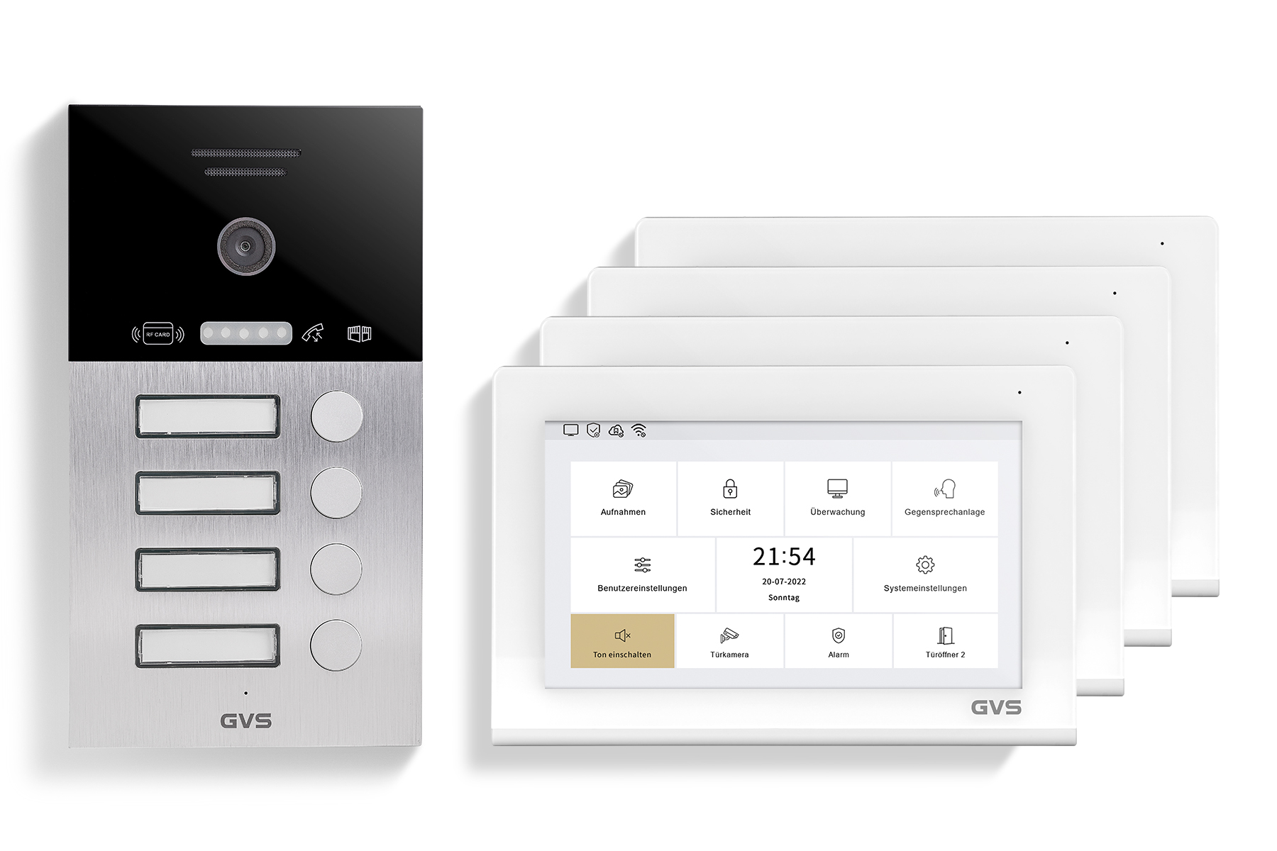 IP Video Türsprechanlage 4-FH/4x 7" Touchscreen Komplett-Set AVS4461U