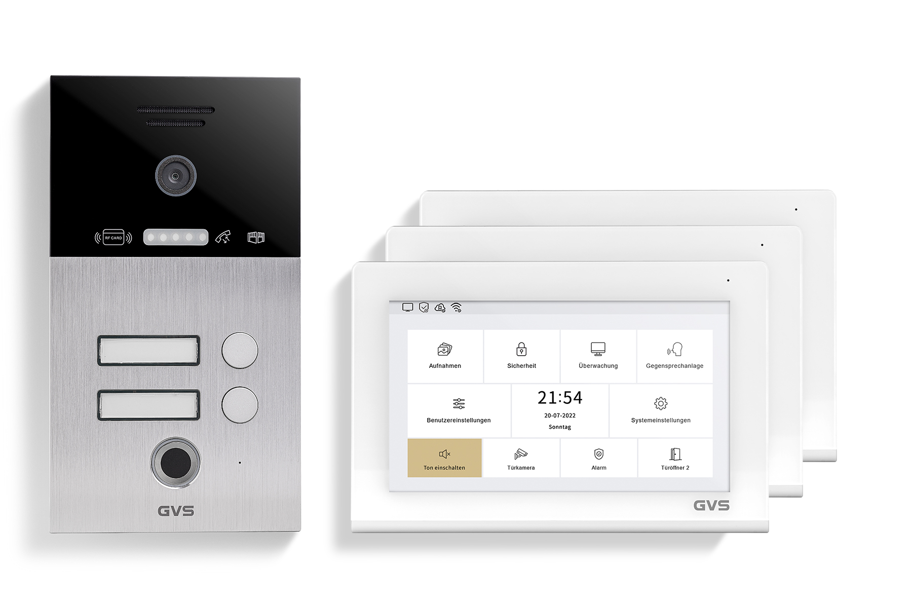 IP Video Türsprechanlage 2-FH/3x 7" Touchscreen Komplett-Set AVS4476U