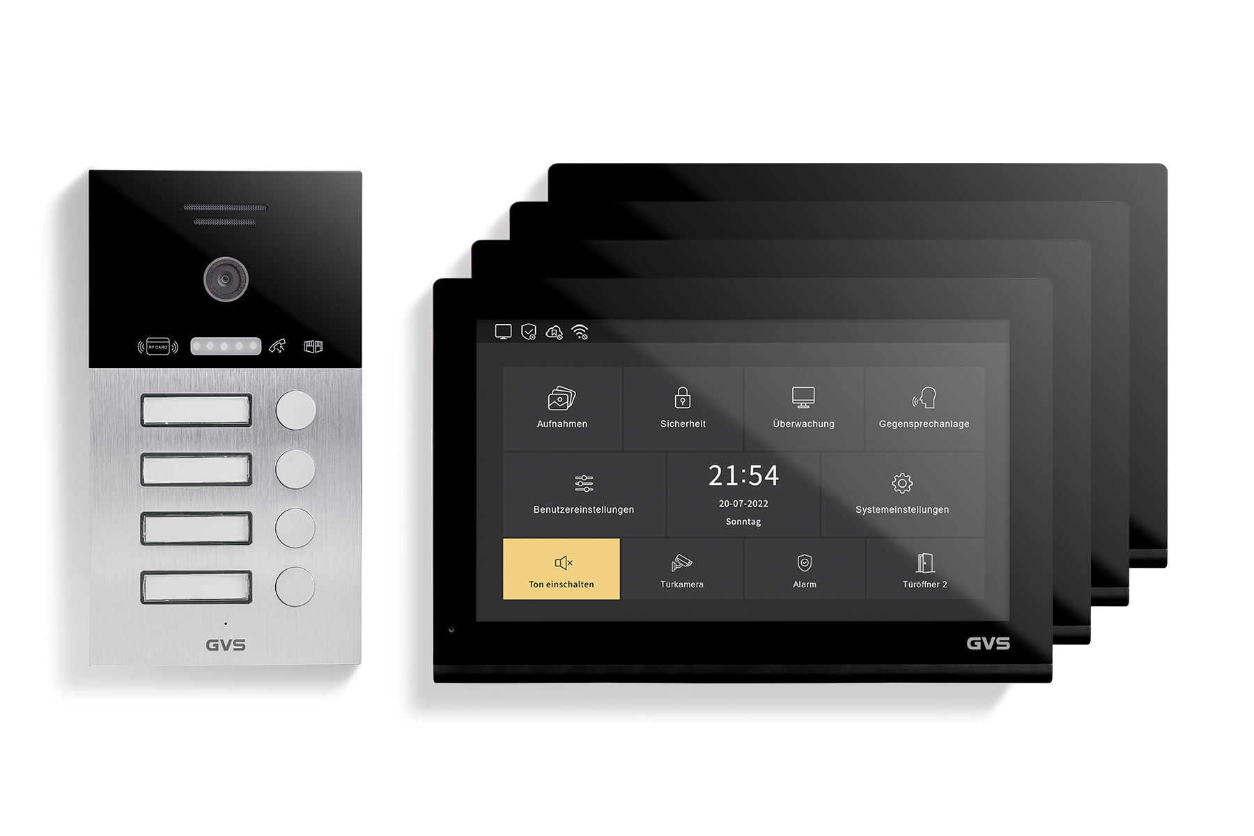 IP Video Türsprechanlage 4-FH/4x 10" Touchscreen Komplett-Set AVS5527A