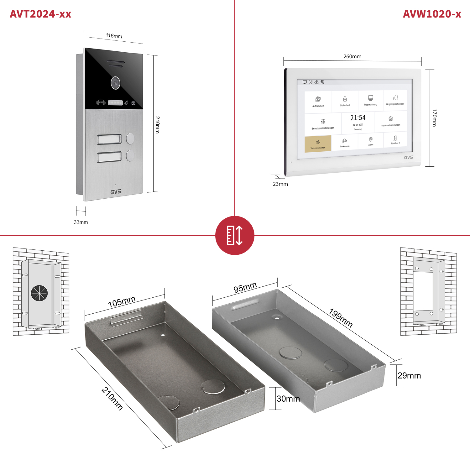 IP Video Türsprechanlage 1-FH/3x 10" Touchscreen Komplett-Set AVS5521U – Bild 7