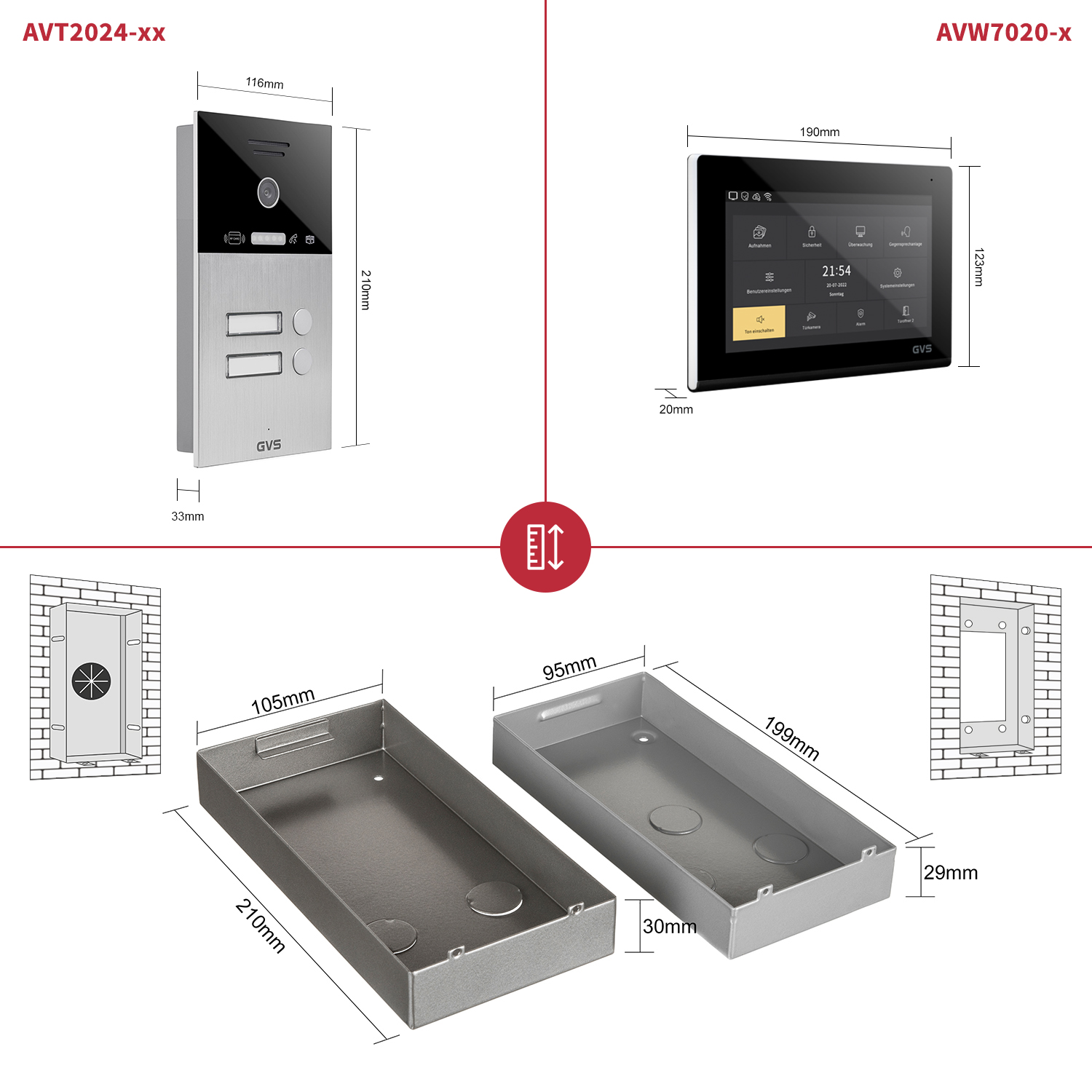 IP Video-Türsprechanlage 1-FH/3x 7" Touchscreen Komplett-Set AVS1340U – Bild 6